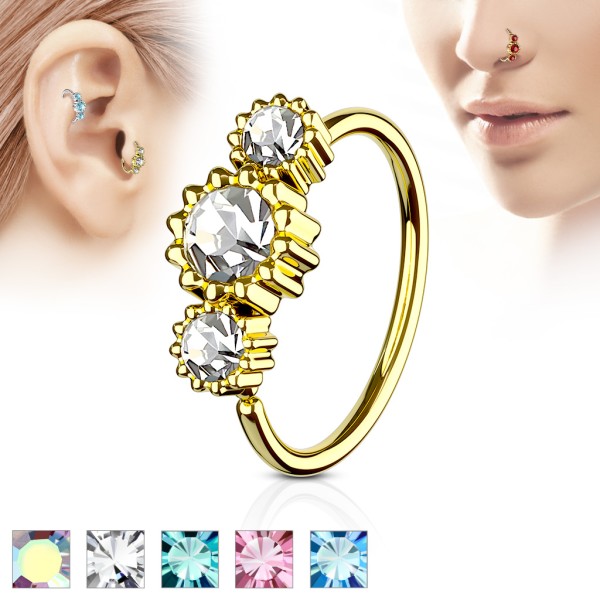 Tapsi´s Coolbodyart® Hoop Ring für Nase/Ohr Cartilage Ring gold mit Zirkonia