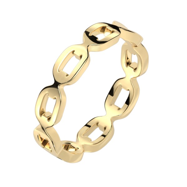 Tapsi´s Coolbodyart®|Bandring aus ovalen Kettengliedern fest Edelstahl-Ring goldfarben Gr. 47(15)-61