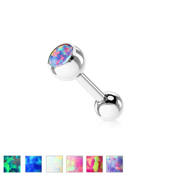 Tapsi´s Coolbodyart® Barbell Chirurgenstahl 316L in silber, Opal versch. Farben