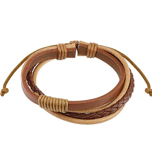 Braunes Kombinations-Lederarmband mit Kordelzug