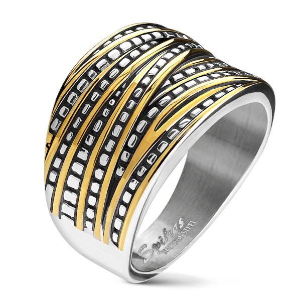 Tapsi´s Coolbodyart® Fingerring aus Edelstahl 2-Ton-Design gold-silber