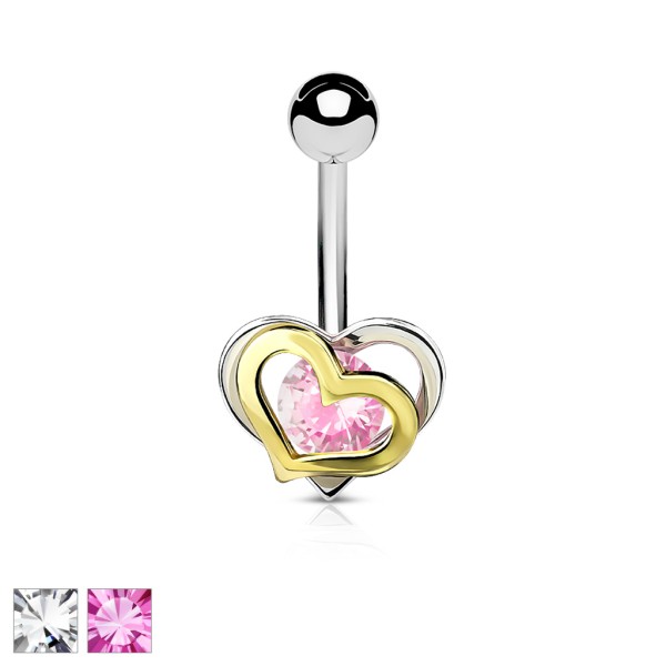 Nabelpiercing Bananabell Chirurgenstahl silber gold Herz Zirkonia