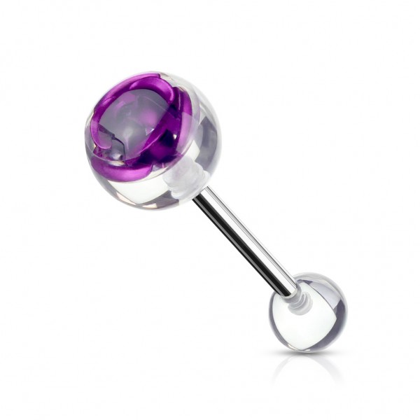 Coolbodyart Unisex Zungenpiercing 4 UV Farben "Flower" Metall Rose