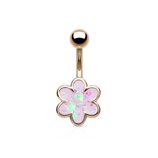 Tapsi´s Coolbodyart® Bauchnabelpiercing Chirurgenstahl 316L mit Opal besetzter Blume