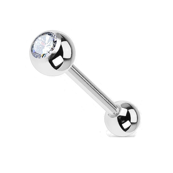 Titanium Barbell Titan silber mit Kristall 6/8/10/12/14/16/19/22 mm