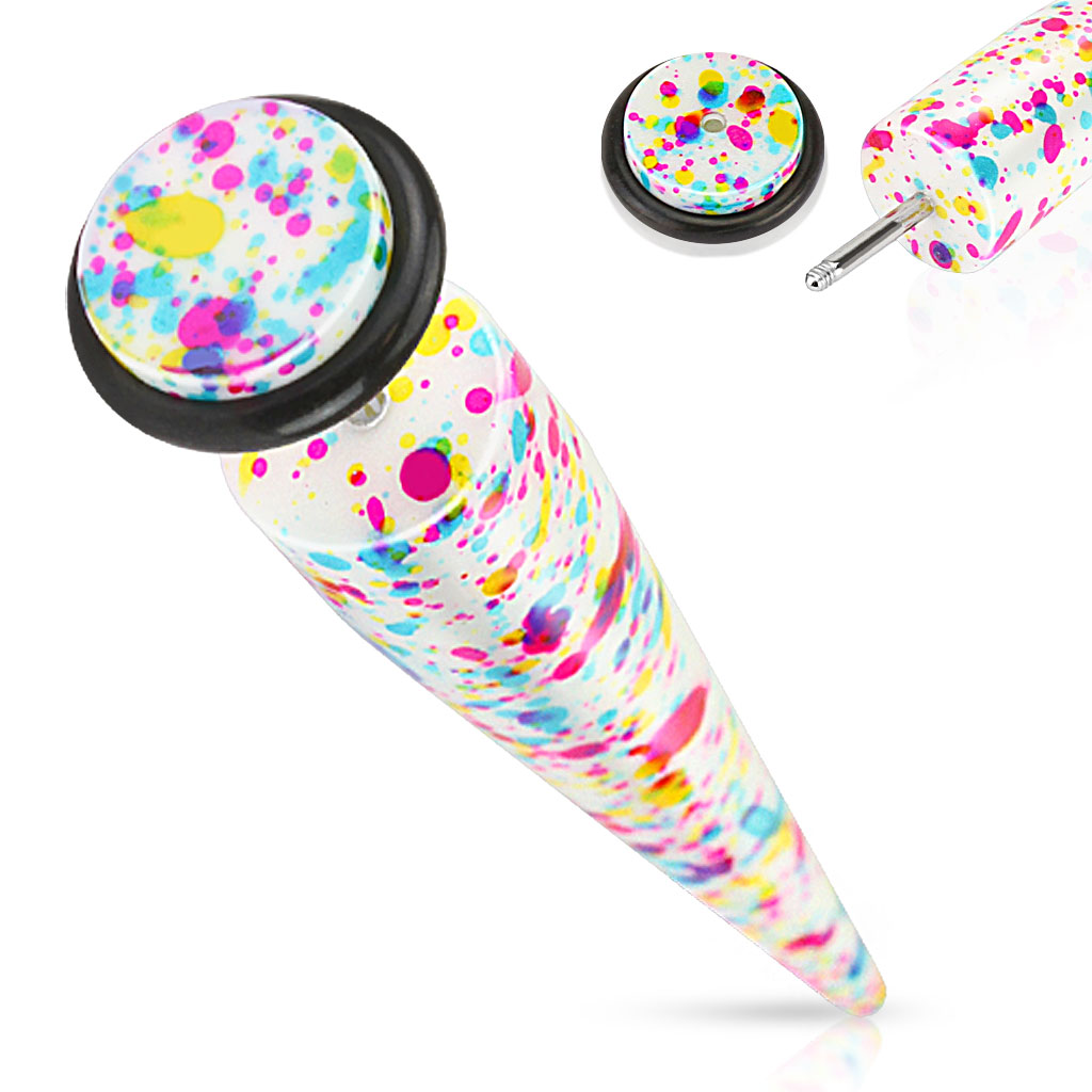 Fake Expander Dehnstab Acryl Kunststoff Punkt Bunt Tapsi´s Coolbodyart® 