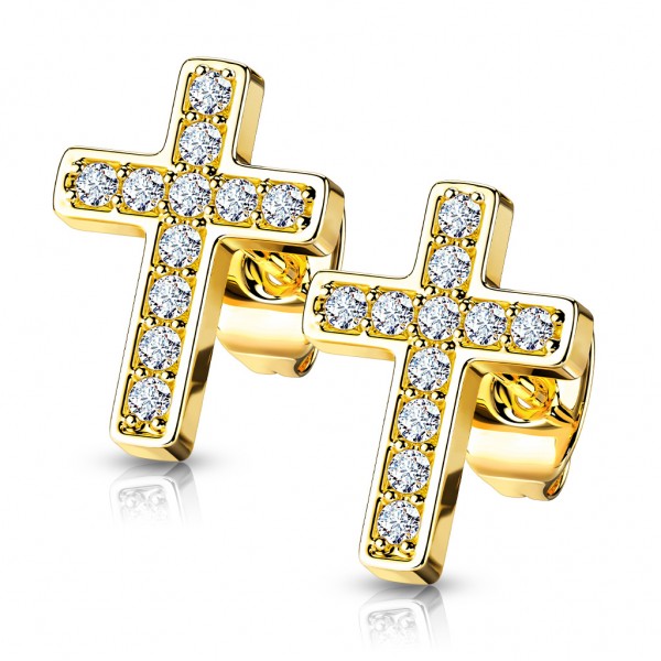 Tapsi´s Coolbodyart® Damen Ohrring Ohrstecker Kreuz mit Zirkonia in gold, roségold, silber