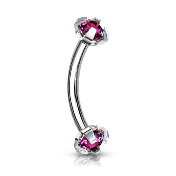 Piercing Banane Curved Barbell Chirurgenstahl 316L 8mm Zirkonia 9 Farben