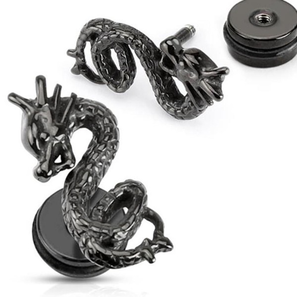 Fake Plug "Drachen" Dragon 1,2mm schwarz