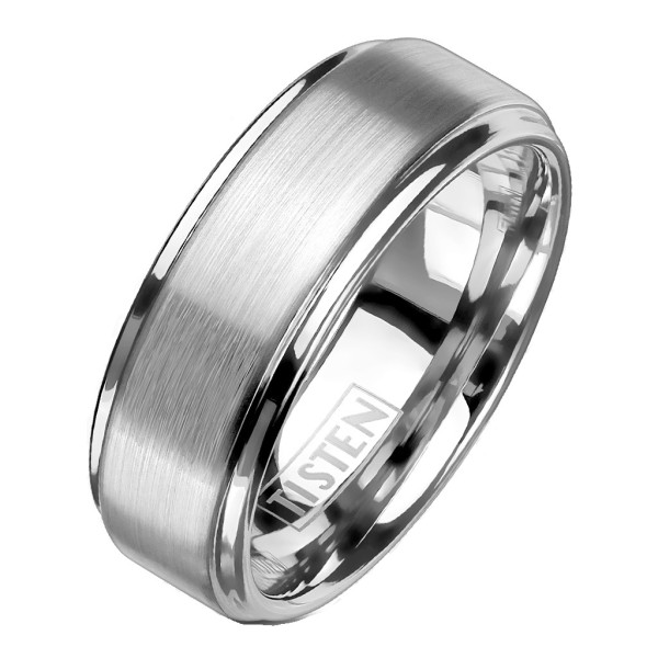 Tapsi´s Coolbodyart®| Fingerring Tisten Tungsten Titanlegierung Bandring Zentrum Gebürstet , Rand Ab