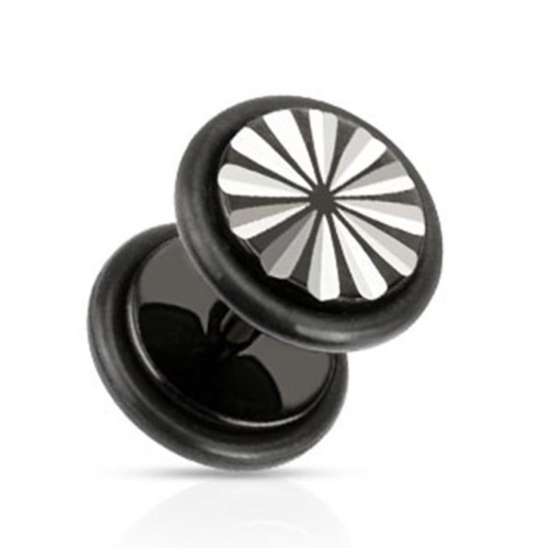 Coolbodyart Unisex Fake Plug Taper Dehnstab Stahl Blume schwarz silber "Flowe...