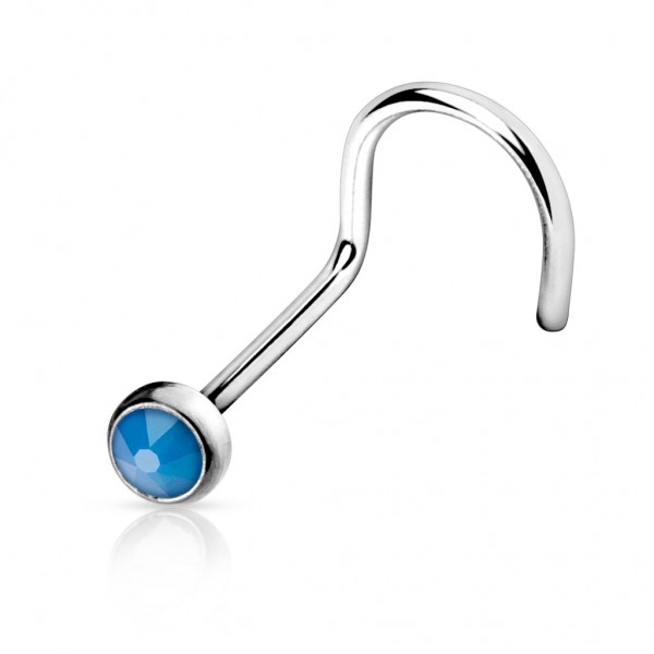 Nasen Piercing Stecker Gebogen Edelstahl Chirurgenstahl 316L Opal Versch.Farben