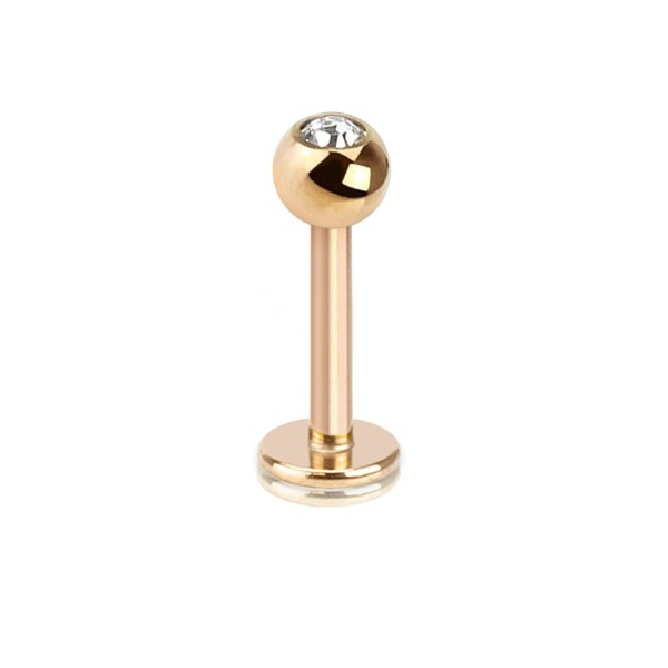 Piercing Labret Lippenpiercing Edelstahl Chirurgenstahl 316L ,Rose Gold Kugel Kristall