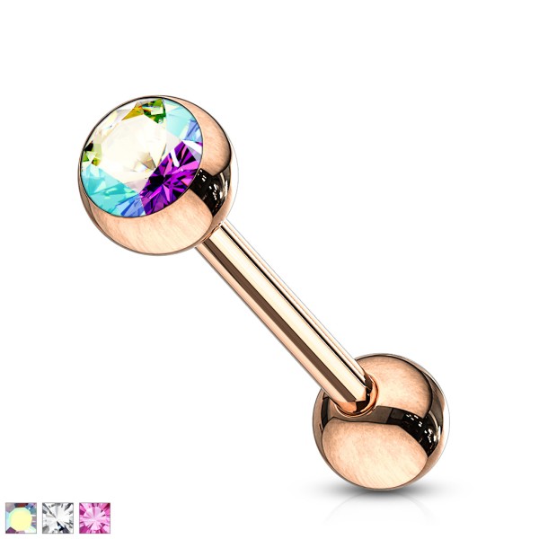 Piercing Barbell Zungenpiercing aus Edelstahl mit Roségold IP