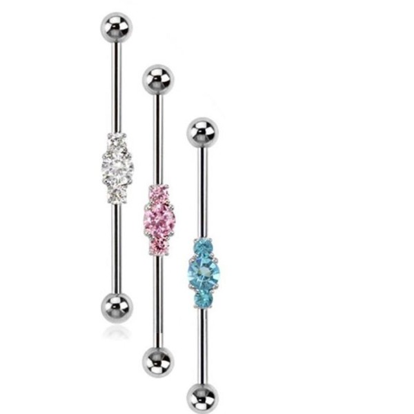 Industrial Barbell Zirkonia in 3 Farben Länge 38mm