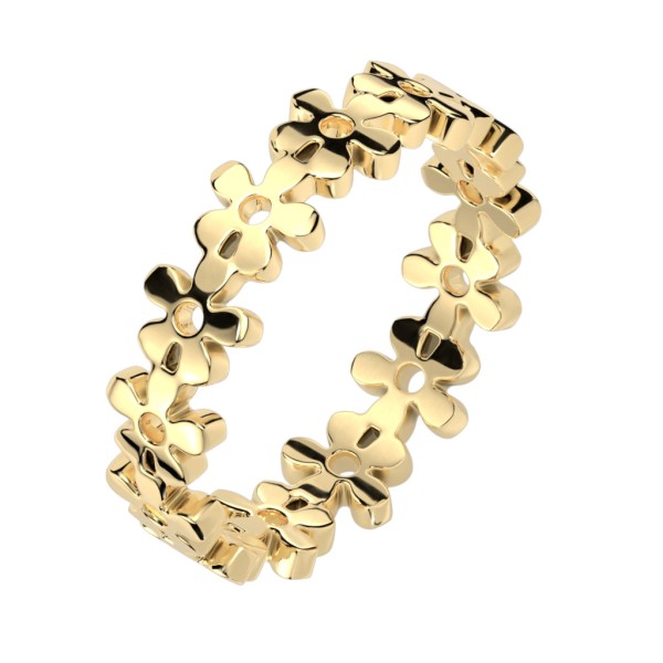 Tapsi´s Coolbodyart®|Bandring aus Blumen Edelstahl-Ring goldfarben Gr. 47(15)-61(19.5)