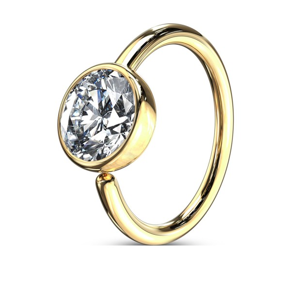 Tapsi´s Coolbodyart®| Piercing Hoop Ring 14 Karat Gold Zirkonia