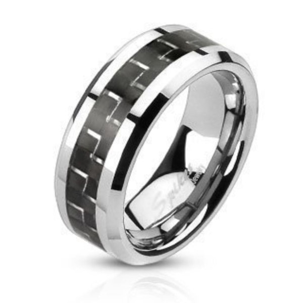 Tapsi´s Coolbodyart®|Finger Ring Edelstahl Carbon Silber Schwarz