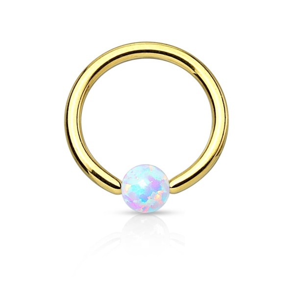 Tapsi´s Coolbodyart® Chirurgenstahl Captive Bead Ring gold, schwarz, roségold, regenbogen mit künstl