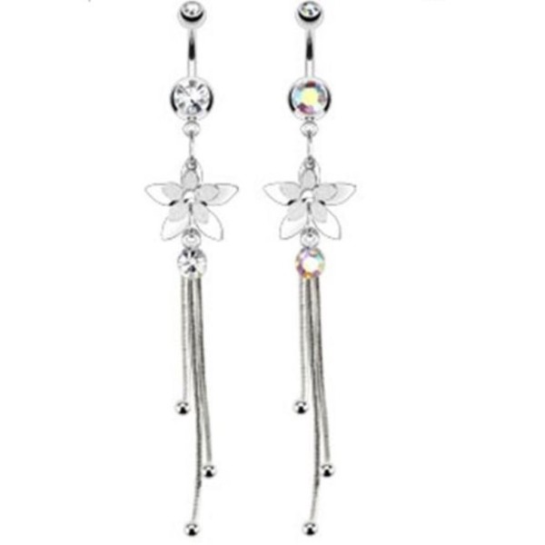 Tapsi´s Coolbodyart®| Bauchnabelpiercing Edelstahl Chirurgenstahl 316L Zirkonia Anhänger Blume Kette
