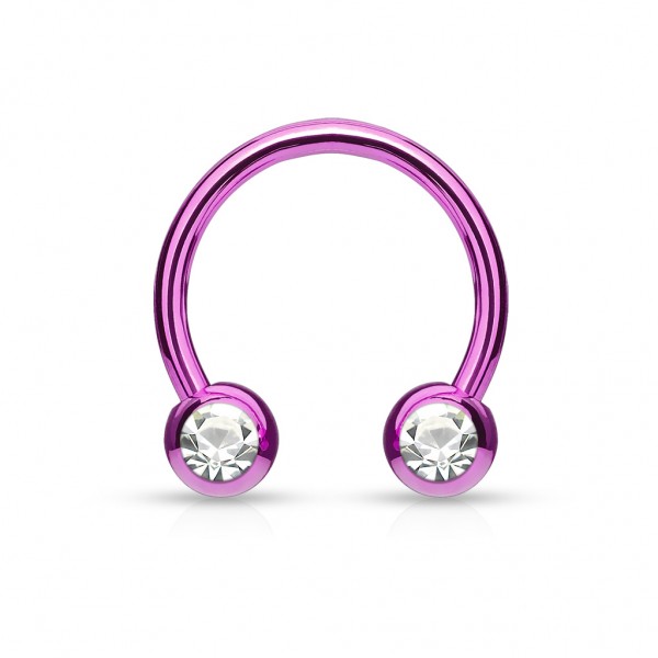 Piercingring Captive Hufeisen Bead Septum Ring aus Chirurgenstahl mit Kristallen