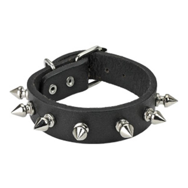 1 Lederarmband schwarz 180-220 mm mit Spikes