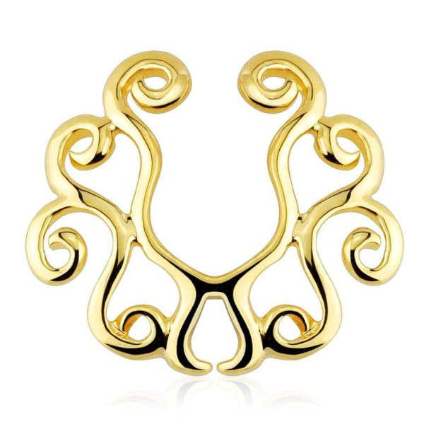 Brustwarzenpiercing gold florales Tribal Edelstahl vergoldet 14 Karat Gold