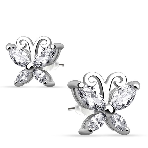 Damen Ohrring Ohrstecker 925´ Sterling Silber Schmetterlingdesign mit Zirkonia