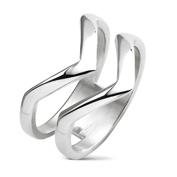 Tapsi´s Coolbodyart® Fingerring aus Edelstahl in Doppel-Winkel , Doppel-Ring Design