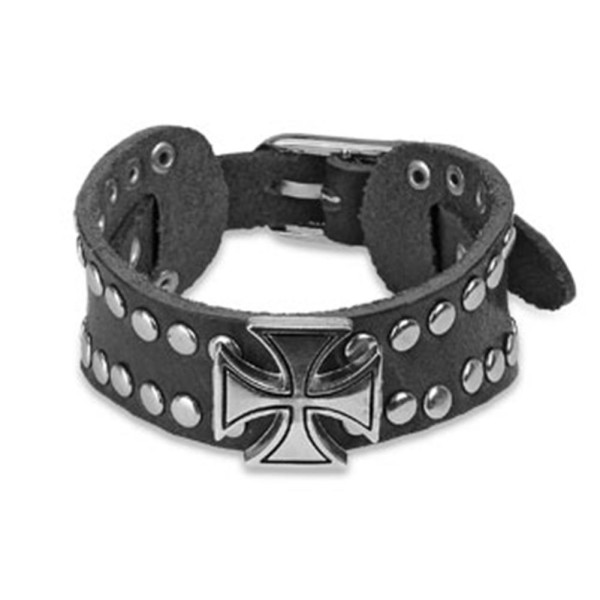 Armband schwarz braun Leder mit Kreuz aus Edelstahl verstellbar Länge / Breite in mm: 160
