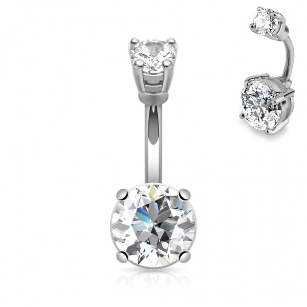 Chirurgenstahl Bauchnabelpiercing silber Ausläufer mit Zirkonia