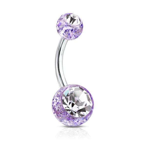 Tapsi´s Coolbodyart®| Bauchnabelpiercing Edelstahl Chirurgenstahl 316L Zirkonia Glitter Ball