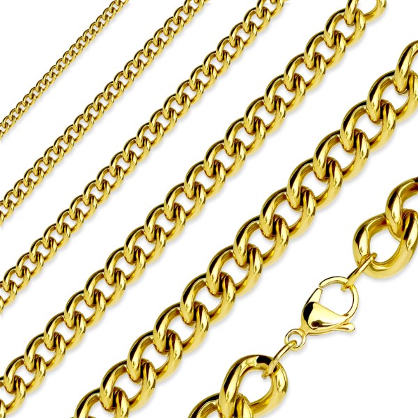 Tapsi´s Coolbodyart® Damen Herren Halskette aus Edelstahl in Gold in verschiedenen Stärken und Länge