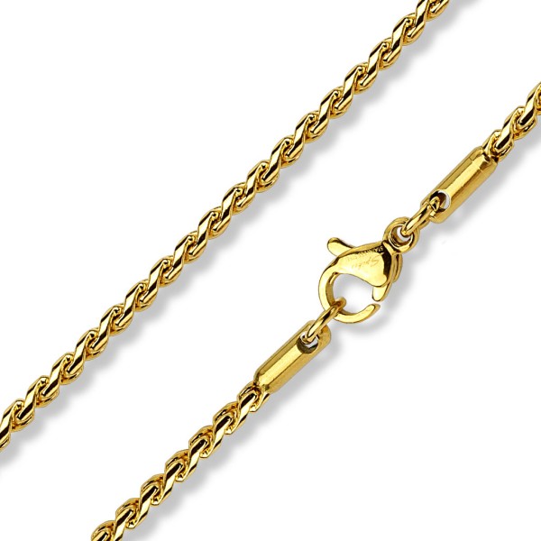 Tapsi´s Coolbodyart® Unisex Halskette Twisted Round Edelstahl in Gold, Silber Länge 460 mm Breite 2,