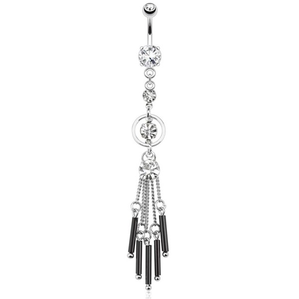 Damen Bauchnabelpiercing schwarze Stäbeanhänger Chirurgenstahl