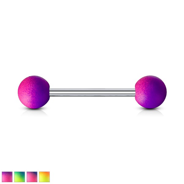 Tapsi´s Coolbodyart®| Barbell Piercing-Stab Chirurgenstahl 316L Gummi Kugel Lila-Pink;Blau-Grün;Blau