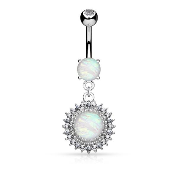 Bauchnabelpiercing Chirurgenstahl 316L Kristall Opal Anhänger Tribal Sonne