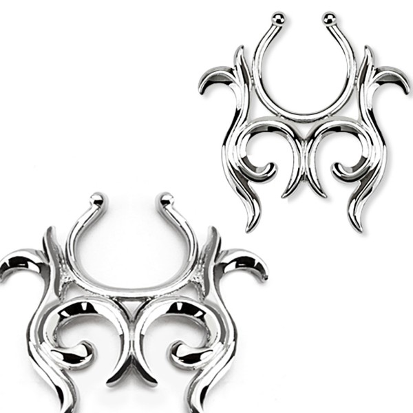 Coolbodyart Unisex Fake Brustwarzenpiercing „Tribal-Design“