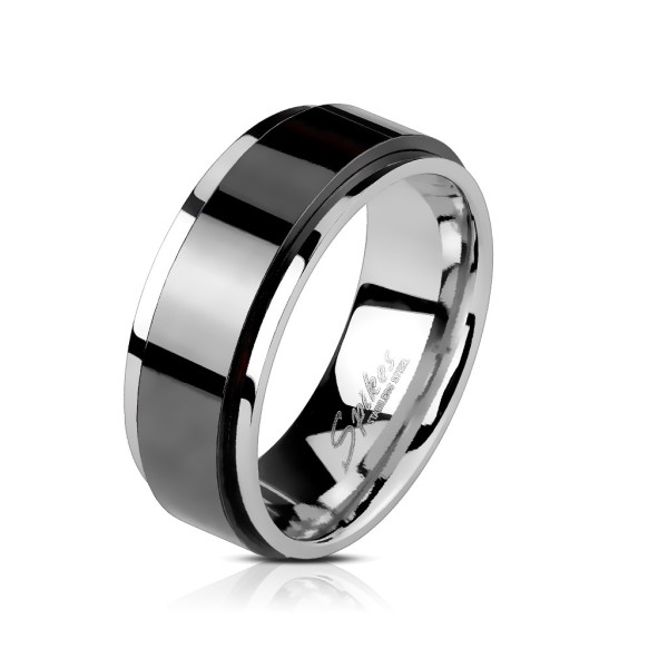 Tapsi´s Coolbodyart®| Finger Ring Edelstahl Spinner Schwarz Poliert