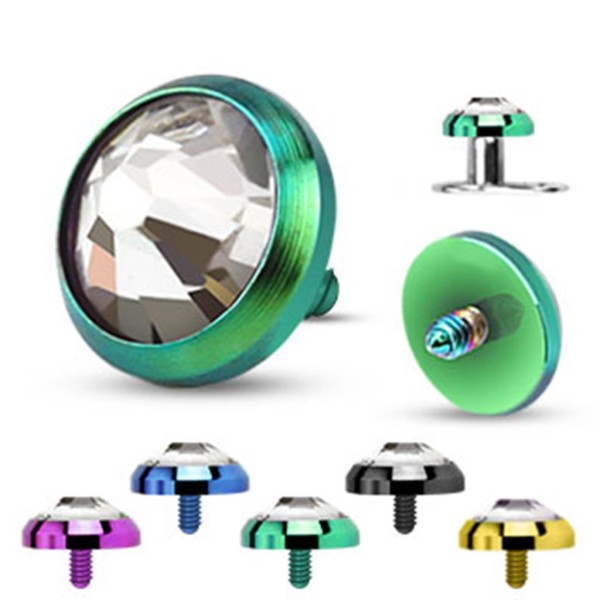 Dermal Anchor Aufsatz Zirkonia Flat Titan 5 Farben auch als Set erhältlich