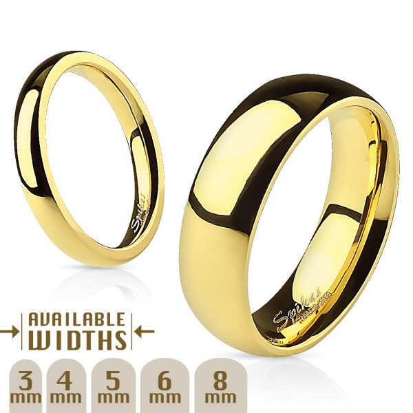 Unisex Edelstahl Ring Breite 3 - 8 mm vergoldet Klassischer Ehering hochglanz