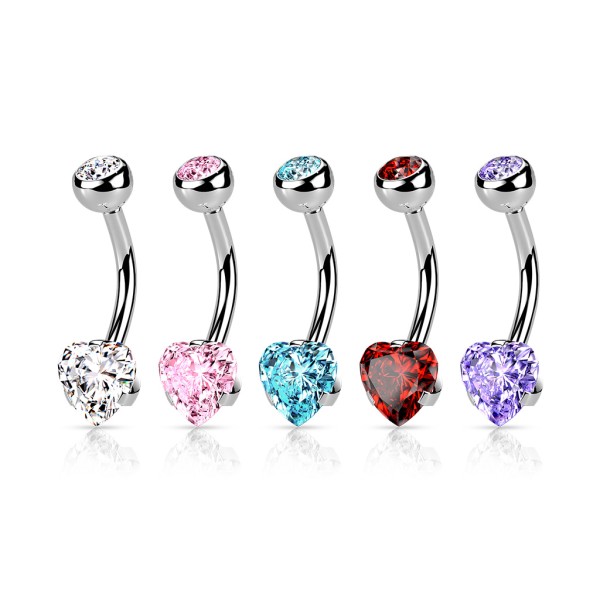 Tapsi´s Coolbodyart®| Bauchnabelpiercing Edelstahl Chirurgenstahl 316L Zirkonia Herz