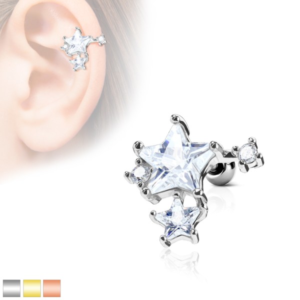 Tapsi´s Coolbodyart®| Ohr Cartilage Tragus Barbell Edelstahl Chirurgenstahl 316L Gold,Roségold,Silbe