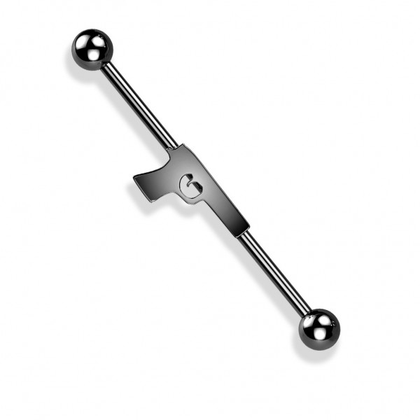 Tapsi´s Coolbodyart®| Industrial Barbell Piercing Stab Edelstahl Chirurgenstahl 316L 38mm,Waffe