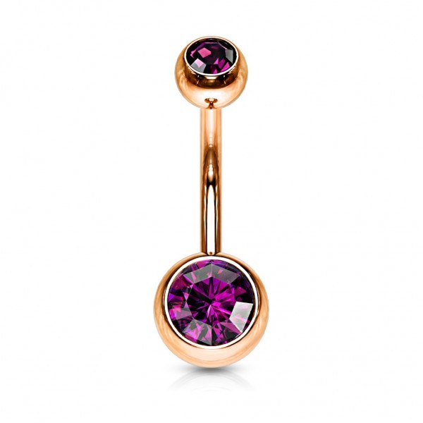 Bauchnabelpiercing Edelstahl Chirurgenstahl 316L, Rose Gold Zirkonia Versch.Farben