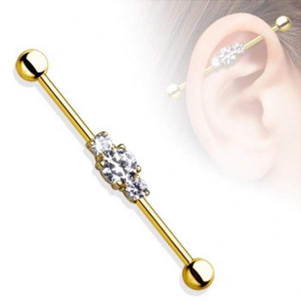 Industrial Barbell Piercing Stab Edelstahl Chirurgenstahl 316L 36mm Zirkonia,Klar