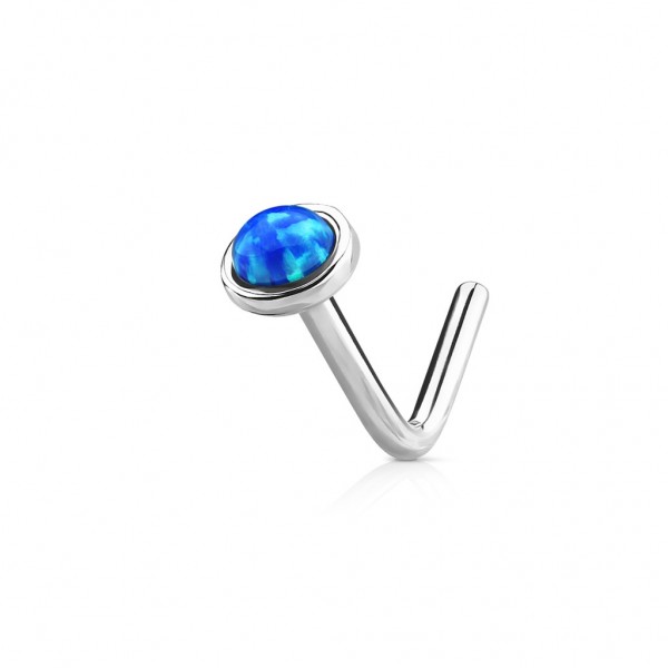 Nasenstecker Nasenpiercing, in weiß-gold mit Opal in blau, weiß, grün,pink
