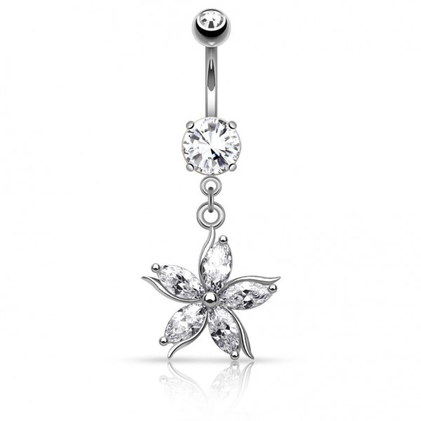Chirurgenstahl Bauchnabelpiercing Blume mit besetzter Blüte