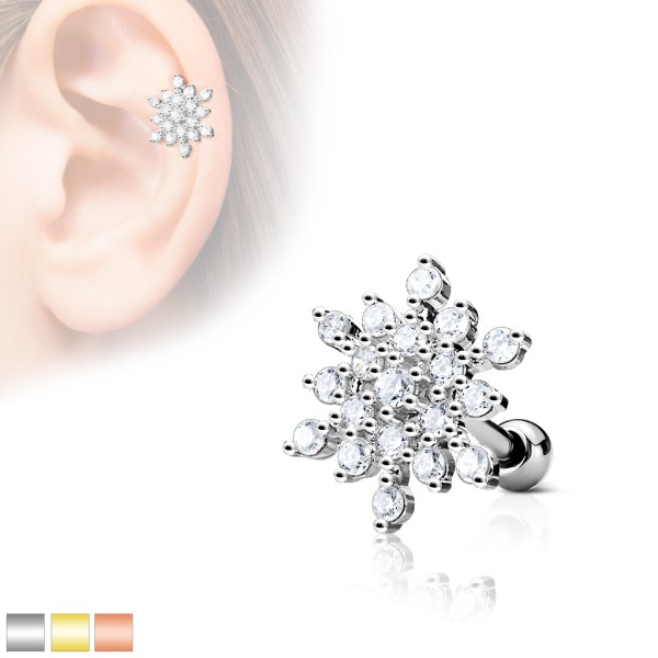 Tapsi´s Coolbodyart®| Ohr Cartilage Tragus Barbell Edelstahl Chirurgenstahl 316L Gold,Roségold,Silbe